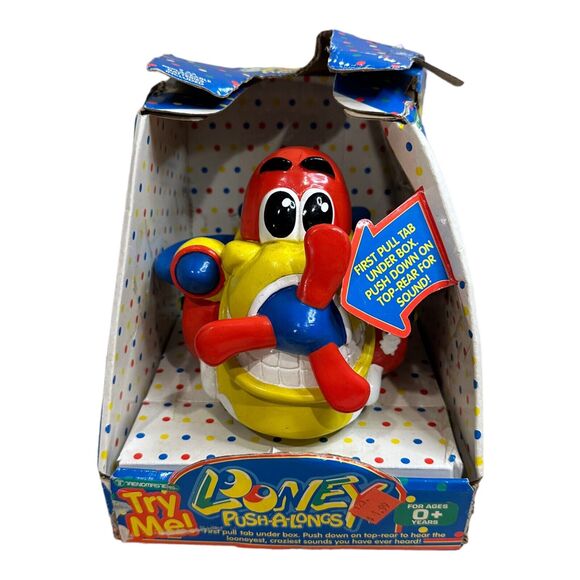 Trendmasters Other - 1993‎ Trendmasters Toy LOONEY PUSH-A-LONG AIRPLANE UNTESTED / AS IS Vintage